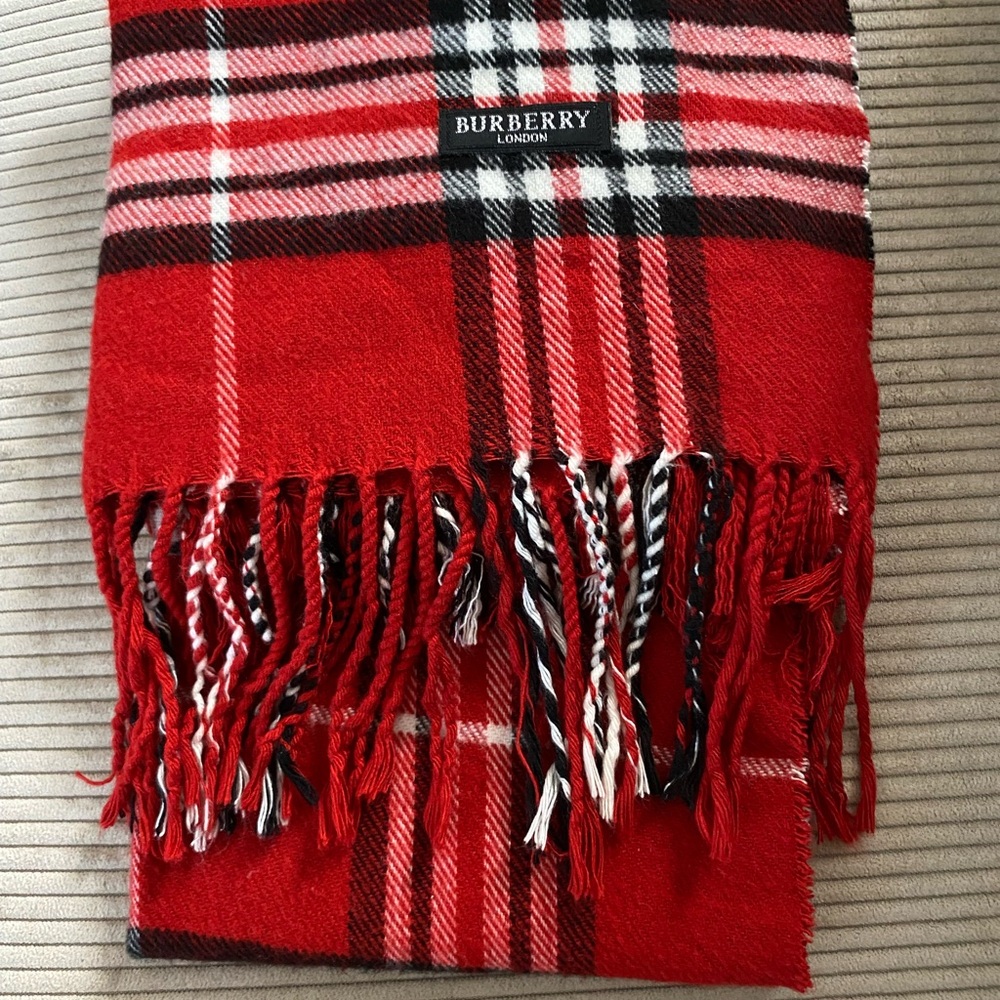 Vintage Burberry London Red and Black Checkered Scarf